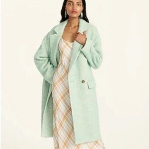 JCREW Relaxed topcoat in Italian brushed wool blend WINTERMINT XXS